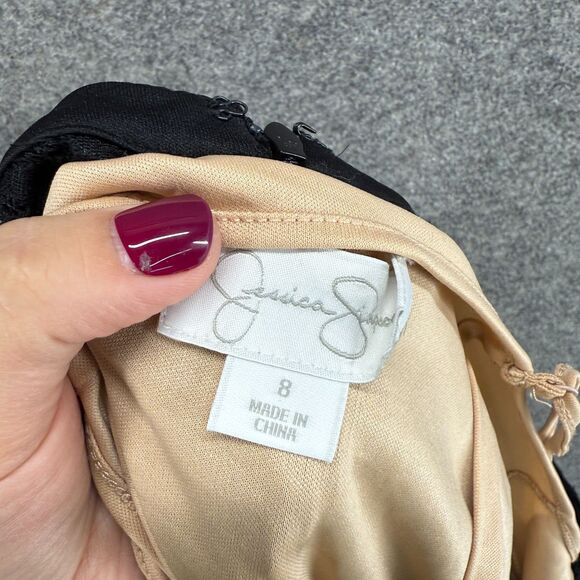 Jessica Simpson Dress Women 8 Black Floral Crochet Sheath Midi Zipper Lined - Picture 5 of 7